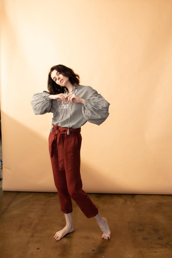  Arteaga 블라우스 아르테아가 아라 자수 스트라이프  레일로드 스트라이프 - OTHER BRANDS