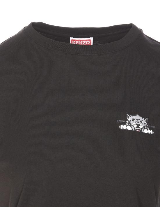  겐조 반팔 티셔츠 갓츠 해피 타이거 티셔츠 블랙 - KENZO