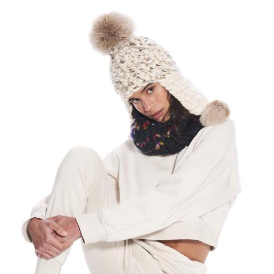  미샤램퍼트 모자 미샤 램퍼트 화이트/마블 | 화이트 트리플 트러블 + 블러쉬 XL 폼폼 - MISCHA LAMPERT