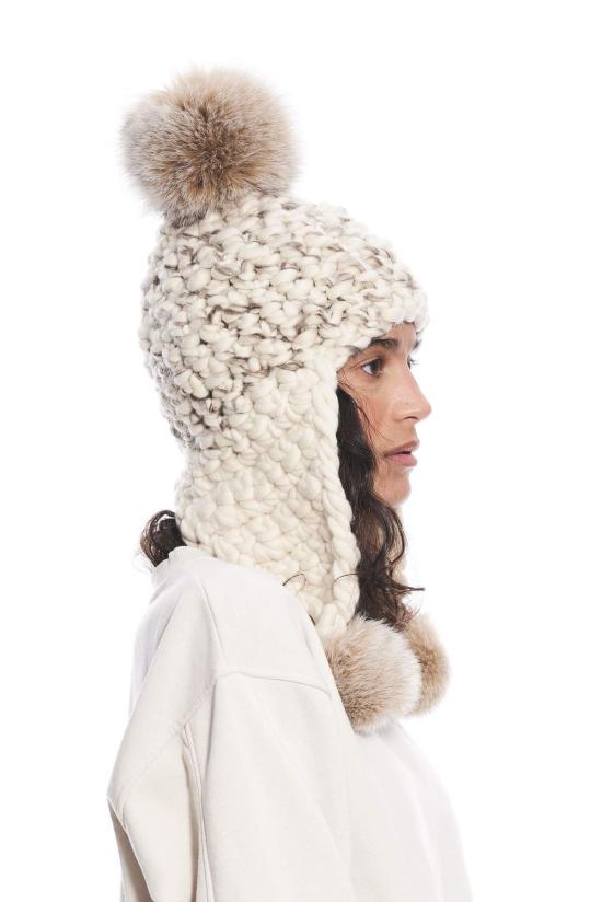  미샤램퍼트 모자 미샤 램퍼트 화이트/마블 | 화이트 트리플 트러블 + 블러쉬 XL 폼폼 - MISCHA LAMPERT