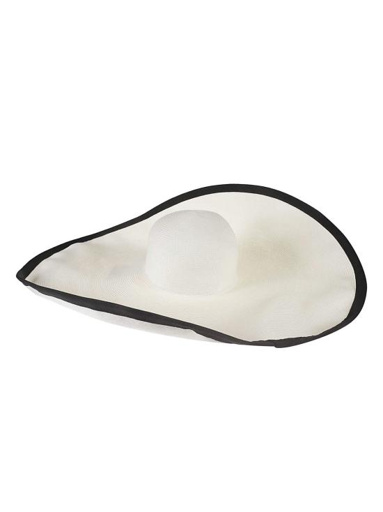  막스마라 모자 막스 마라 로버트 와이드 브림 햇 비앙코 네로 - MAX MARA