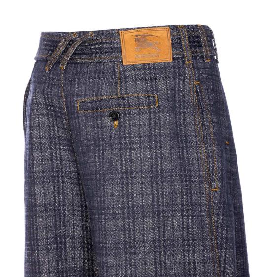  버버리 데님 팬츠 체크 데님 진 블루 - BURBERRY