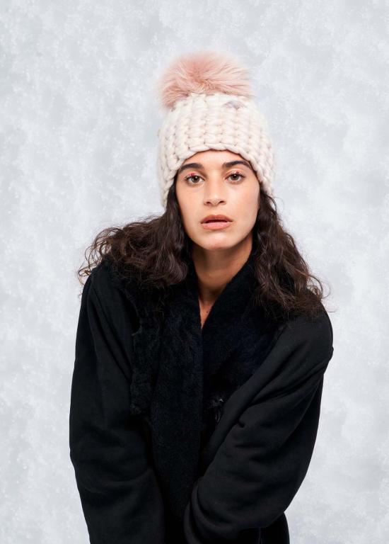  미샤램퍼트 모자 미샤 램퍼트 파스텔 트웜블리 | 마지판 컬러 블록 비니 + 블러쉬 XL 폼폼 - MISCHA LAMPERT