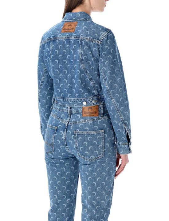  마린세르 데님 자켓 마린 세르 문 레이저 블루 워시 크롭 데님 재킷 - MARINE SERRE