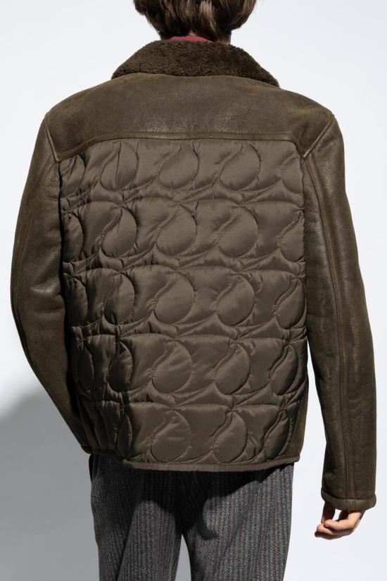  에트로 무스탕 퍼 칼라 재킷 (녹색) - ETRO