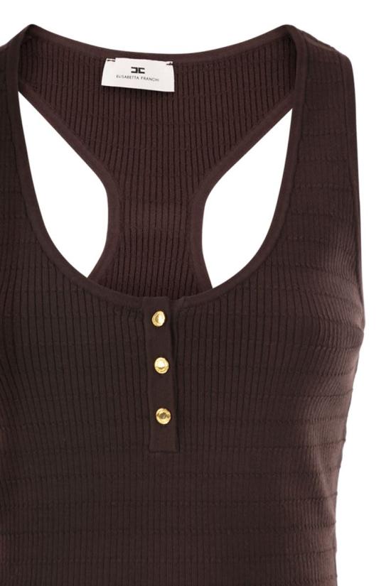 26SS 엘리자베타프랜치 반팔 티셔츠 TK75B61E2 644 BROWN - ELISABETTA FRANCHI