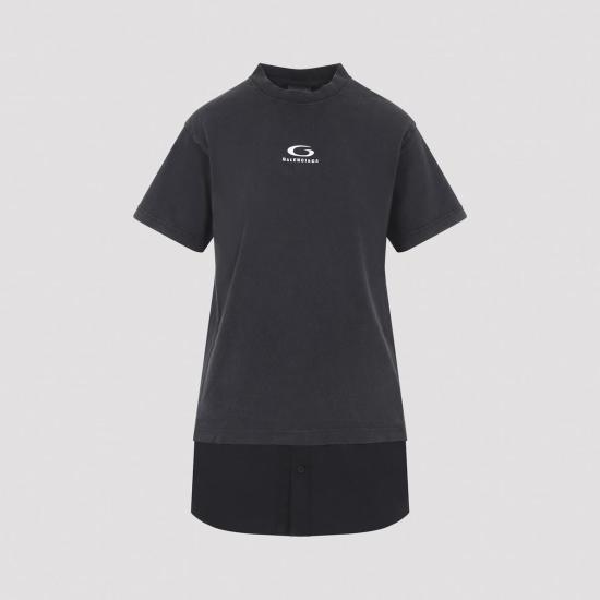  발렌시아가 숏 원피스 하이브리드 미니 드레스 페이드 블랙