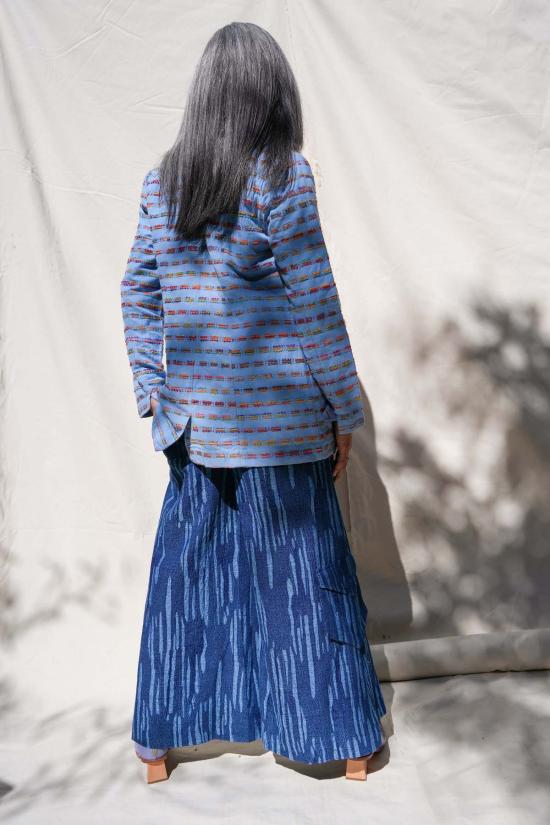  Abacaxi 스트레이트 팬츠 아바카시 와이드 레그 팬츠 컬러블록 인디고 - OTHER BRANDS