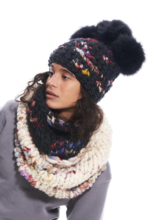  미샤램퍼트 모자 미샤 램퍼트 다크 트웜블리 크라운 + 그래파이트 XL 폼폼 - MISCHA LAMPERT