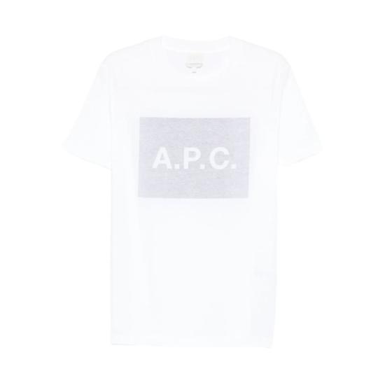  아페쎄 탑 A.P.C. 로고 프린트 티셔츠 (화이트/그레이)