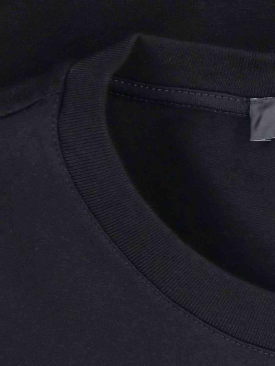  베르사체 반팔 티셔츠 로고 자수 티셔츠 블랙 - VERSACE