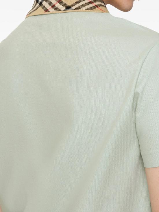 26SS 버버리 체크 칼라 코튼 폴로 셔츠 8118949 C4011 SEAFOAMGRE - BURBERRY