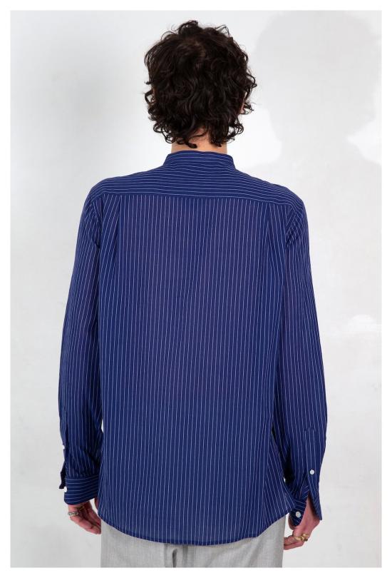  Graphia New York 긴팔 셔츠 그라피아 뉴욕 밴드 칼라 긴팔  블루/화이트 스트라이프 - OTHER BRANDS