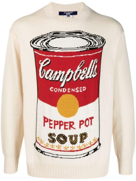  와타나베 준야 스웨터 Junya Watanabe Andy Warhol 인타르시아 니트 점퍼 화이트
