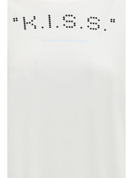  오프화이트 반팔 티셔츠 키스 명언 티셔츠 탑 - OFF WHITE