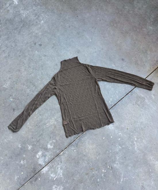  메리 로 긴팔 티셔츠 플라워 링크스 메쉬 탑 화이트/브라운/블랙/시트론 - MARY LO