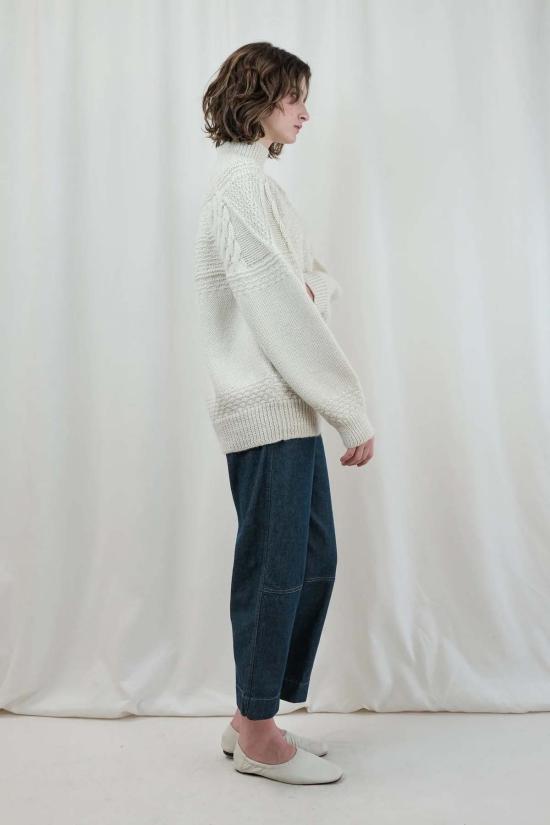  미셀라 그렉 터틀넥 미카엘라 그렉 텍스처드 알파카 케이블 스웨터 크림 - MICAELA GREG