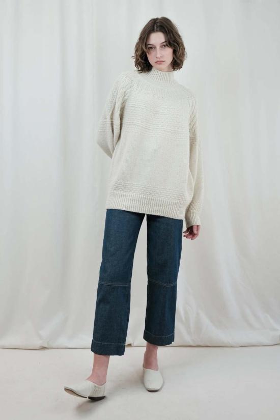  미셀라 그렉 터틀넥 미카엘라 그렉 텍스처드 알파카 케이블 스웨터 크림