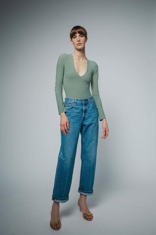  Santicler 바디수트 티셔츠 산티클러 노바 V넥 바디수트 세이지 - OTHER BRANDS