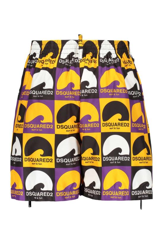  디스퀘어드2 숏팬츠 Dsquared2 프린트 테크노 패브릭 버뮤다 쇼츠 옐로우 - DSQUARED2
