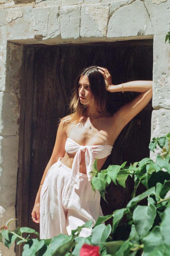  메릿 찰스 스트레이트 팬츠 줄리엣 린넨 타이 팬츠 핑크 - MERRITT CHARLES