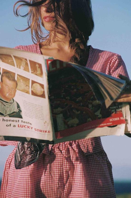  메릿 찰스 블라우스 딜런 매칭 세트 레드/화이트 깅엄 - MERRITT CHARLES