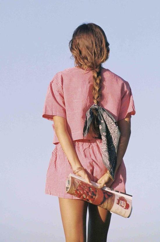  메릿 찰스 블라우스 딜런 매칭 세트 레드/화이트 깅엄 - MERRITT CHARLES