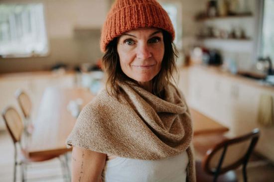  해피 프렌치 갱 머플러/스카프 염색하지 않은 알파카 수제 직조 로레트 숄 카멜