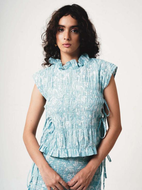  IKKIVI 반팔 티셔츠 이키비 아이리스 블루 탑 블루