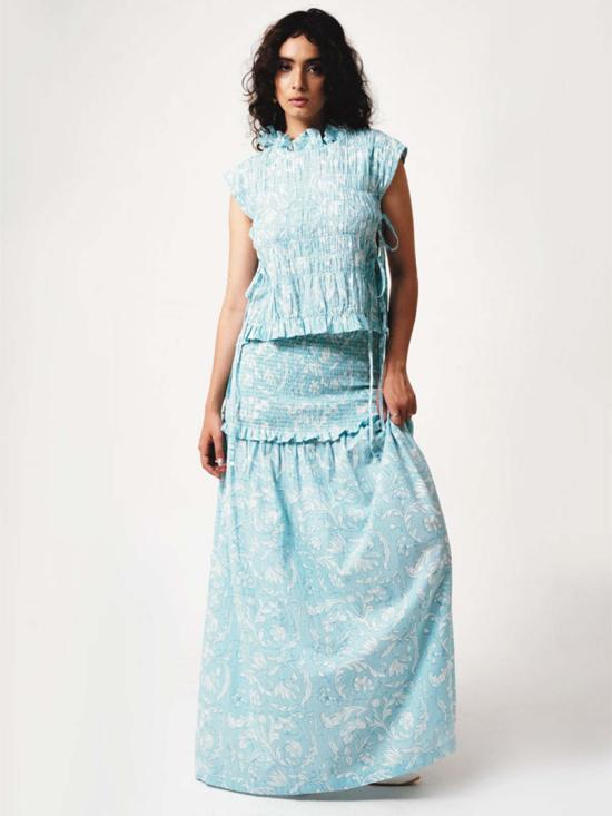  IKKIVI 반팔 티셔츠 이키비 아이리스 블루 탑 블루 - OTHER BRANDS