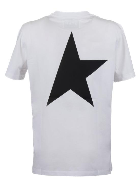  골든구스 반팔 티셔츠 골든 구스 로고 프린트 크루넥 티셔츠 비앙코 - GOLDEN GOOSE