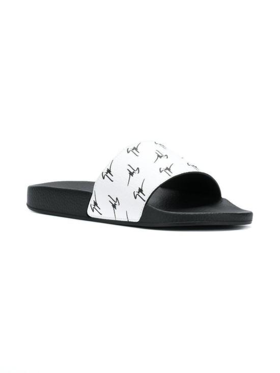  쥬세페자노티 뮬/슬리퍼 주세페 자노티 로고 프린트 슬라이드 화이트 - GIUSEPPE ZANOTTI