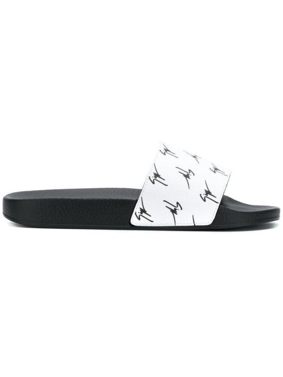  쥬세페자노티 뮬/슬리퍼 주세페 자노티 로고 프린트 슬라이드 화이트 - GIUSEPPE ZANOTTI