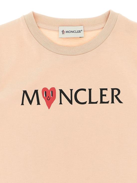  [키즈] 몽클레어 트레이닝 상의 몽클레르 로고 프린트 아동용 티셔츠 핑크색 - MONCLER