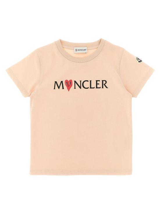  [키즈] 몽클레어 트레이닝 상의 몽클레르 로고 프린트 아동용 티셔츠 핑크색