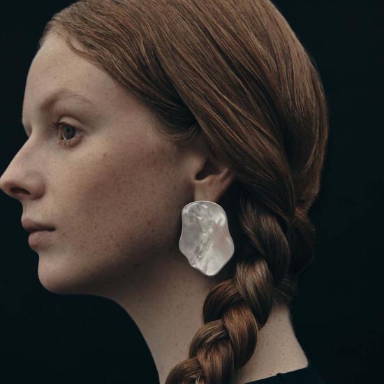  밍유왕 이어링 밍위왕 위노나 귀걸이, 은/자개 상감 - MING YU WANG