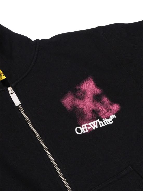  [키즈] 오프화이트 풀오버 애로우 스프레이 키즈 지퍼업 후드티 블랙 - OFF WHITE