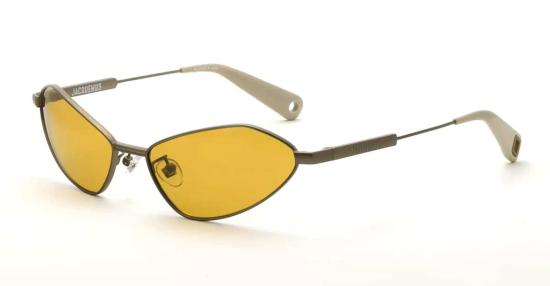  자크뮈스 안경 밤비노 메탈 선글라스, 매트 퍼티/앰버 렌즈 - JACQUEMUS