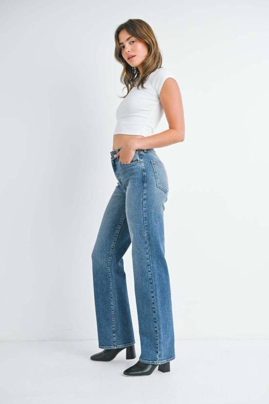  저스트 블랙 데님 데님 팬츠 롱 기장 스트레이트 진 미디엄 데님 - JUST BLACK DENIM