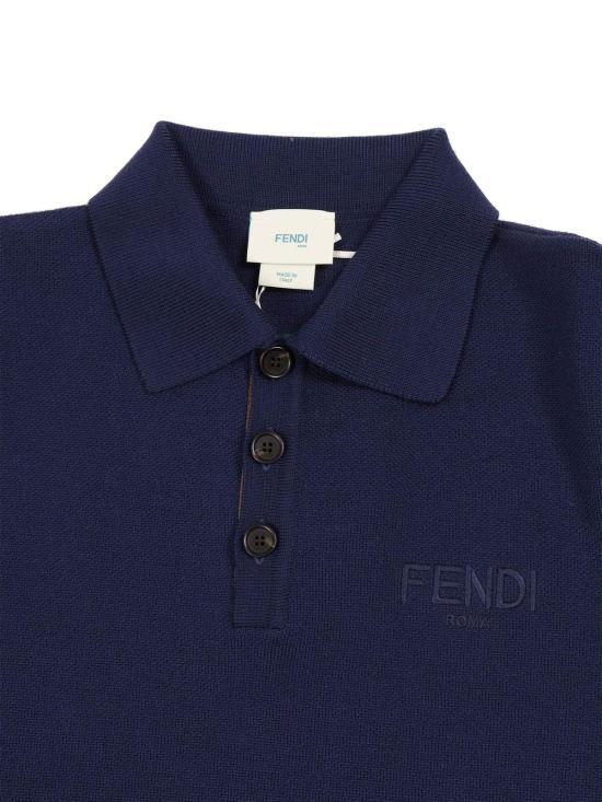  [키즈] 펜디 셔츠 키즈 울 니트 폴로 셔츠 (회색) - FENDI