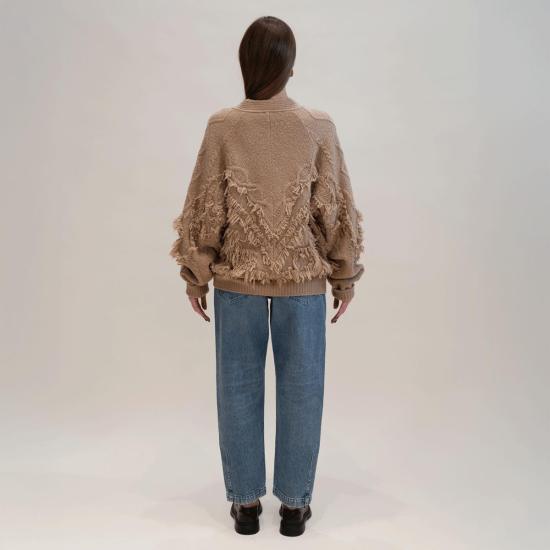  다웨이 가디건 프린지  카멜 - DAWEI