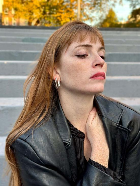  레이어스 이어링 화강암 후프 귀걸이 - LLAYERS