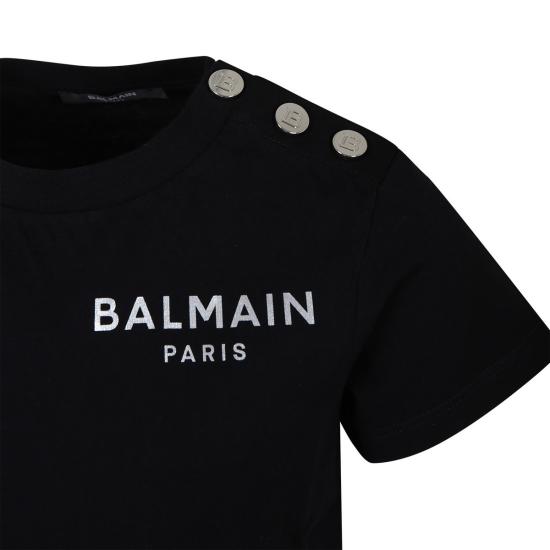  [키즈] 발망 트레이닝 상의 로고 아동용 티셔츠 블랙 - BALMAIN