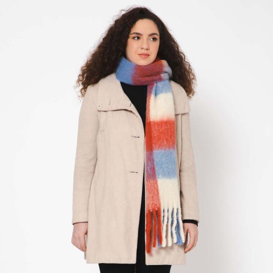  비스마야 머플러/스카프 브러시드 체크 프린트 스카프 라일락 레드 - VISMAYA