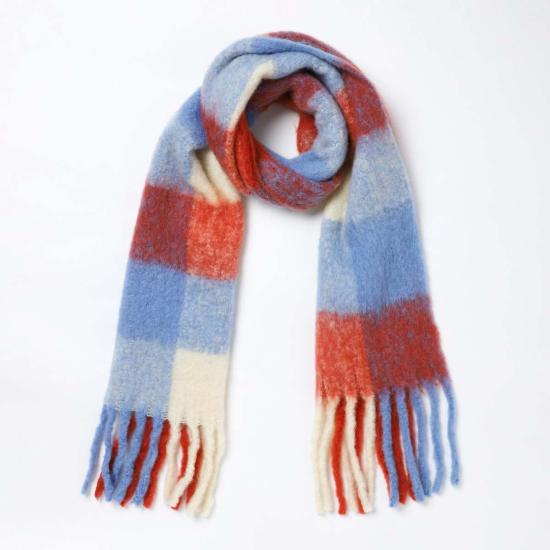  비스마야 머플러/스카프 브러시드 체크 프린트 스카프 라일락 레드