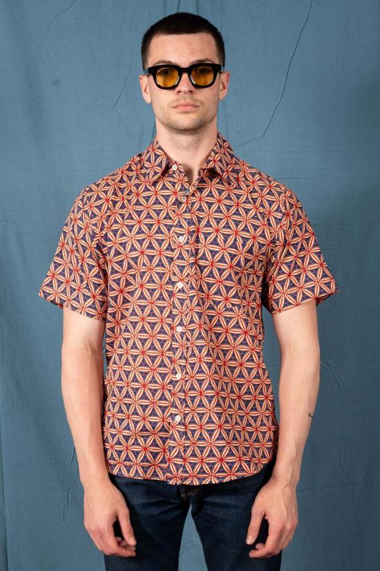  DUSHYANT. 반팔 셔츠 두샨트. 포크 핸드 블록 프린트 - DUSHYANT