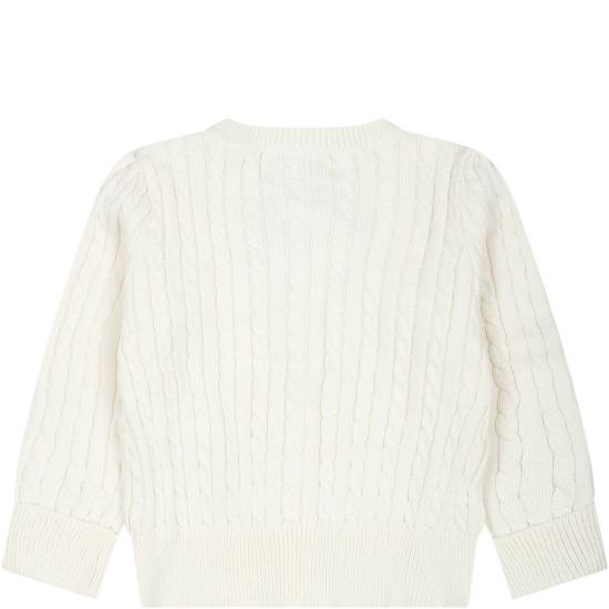  랄프 로렌 가디건 의 상징적인 포니 로고가 돋보이는 아이보리