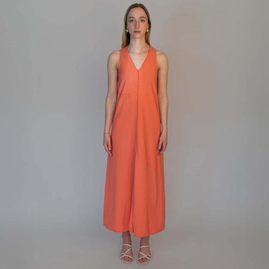  알리지 롱 원피스 알리시 브이넥 맥시 드레스 코랄 - ALYSI