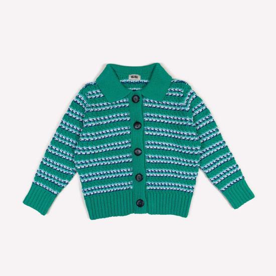  [키즈] gigiknitwear.com 풀오버 키즈 지지 니트웨어 스트라이프 폴로 코튼 가디건