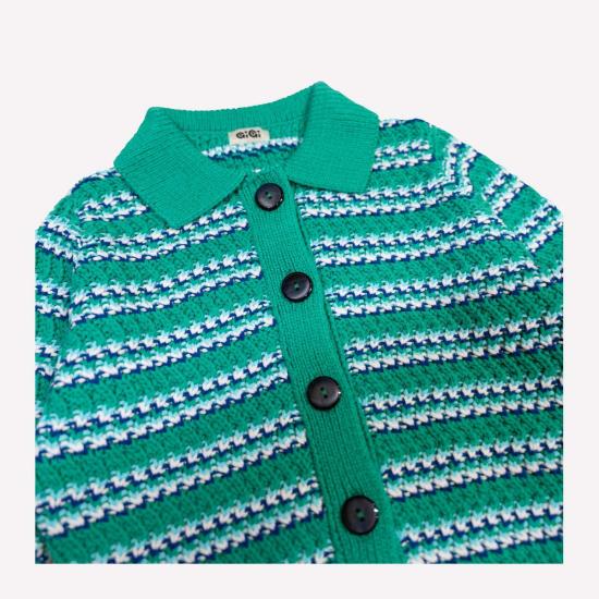  [키즈] 지지 니트웨어 풀오버 키즈  스트라이프 폴로 코튼 가디건 - GIGI KNITWEAR